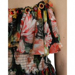 Abito lungo a strati in chiffon floreale multicolore - IT40-S