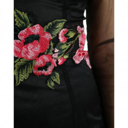 Abito in tulle con rete ricamata floreale nera - IT40-S
