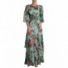 Abito lungo lungo a strati con stampa floreale blu - IT36-XXS