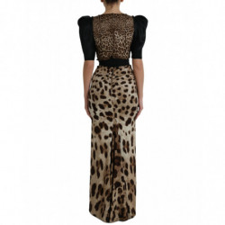 Abito tubino impreziosito da leopardo marrone nero - IT38 - XS