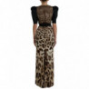 Abito tubino impreziosito da leopardo marrone nero - IT38 - XS