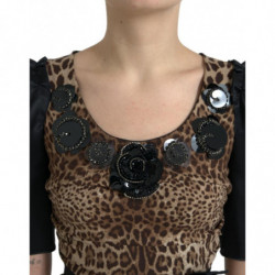Abito tubino impreziosito da leopardo marrone nero - IT38 - XS