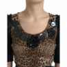 Abito tubino impreziosito da leopardo marrone nero - IT38 - XS