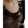 Abito tubino impreziosito da leopardo marrone nero - IT38 - XS