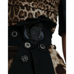 Abito tubino impreziosito da leopardo marrone nero - IT38 - XS