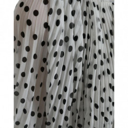 Abito lungo plissettato a trapezio bianco a pois - IT40-S