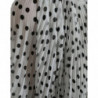 Abito lungo plissettato a trapezio bianco a pois - IT40-S