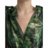 Abito a trapezio in georgette con foglie floccate verde - IT48 - XL