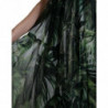 Abito a trapezio in georgette con foglie floccate verde - IT48 - XL