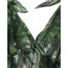 Abito a trapezio in georgette con foglie floccate verde - IT48 - XL