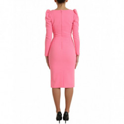 Abito midi aderente a maniche lunghe rosa rosa - IT44 - L