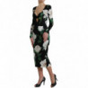 Abito longuette aderente in seta con stampa rose nere - IT38 - XS