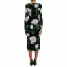 Abito longuette aderente in seta con stampa rose nere - IT38 - XS