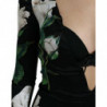 Abito longuette aderente in seta con stampa rose nere - IT38 - XS