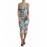 Abito midi tubino con scollo a V floreale multicolor - IT42-M