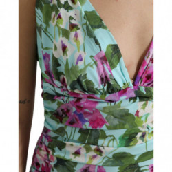 Abito midi tubino con scollo a V floreale multicolor - IT42-M