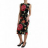 Abito longuette tubino in seta con stampa floreale nera - IT38 - XS