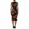 Abito longuette tubino in seta con stampa floreale nera - IT38 - XS