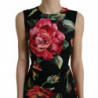 Abito longuette tubino in seta con stampa floreale nera - IT38 - XS