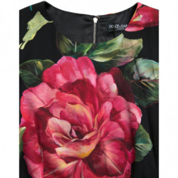 Abito longuette tubino in seta con stampa floreale nera - IT38 - XS