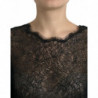 Abito longuette trapezio trasparente pizzo floreale nero - IT48 - XL