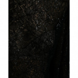Abito longuette trapezio trasparente pizzo floreale nero - IT48 - XL
