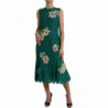 Abito longuette Aline applicazioni floreali pizzo verde - IT48 - XL