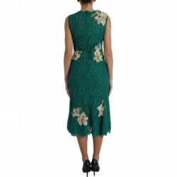 Abito longuette Aline applicazioni floreali pizzo verde - IT48 - XL