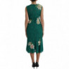 Abito longuette Aline applicazioni floreali pizzo verde - IT48 - XL