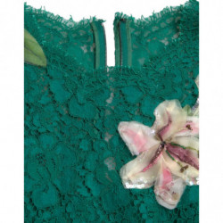 Abito longuette Aline applicazioni floreali pizzo verde - IT48 - XL