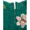 Abito longuette Aline applicazioni floreali pizzo verde - IT48 - XL