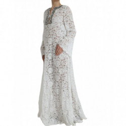 Abito a trapezio impreziosito da cristalli di pizzo bianco - IT38 - XS