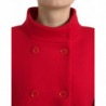 Giacca cappotto doppiopetto a maniche lunghe in lana rossa - IT48 - XL