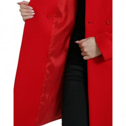 Giacca cappotto doppiopetto a maniche lunghe in lana rossa - IT48 - XL
