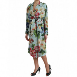 Giacca trench in seta floreale multicolor - IT46-XL