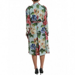 Giacca trench in seta floreale multicolor - IT46-XL