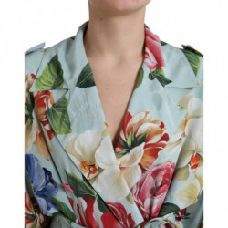 Giacca trench in seta floreale multicolor - IT48 - XL