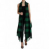 Giacca con poncho a quadri di bufalo verde nero - IT40-S