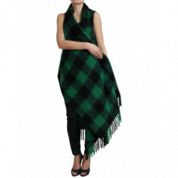 Giacca con poncho a quadri di bufalo verde nero - IT40-S