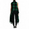 Giacca con poncho a quadri di bufalo verde nero - IT40-S