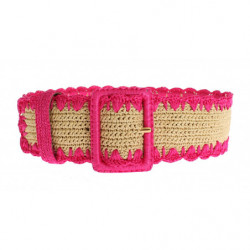 Cintura larga intrecciata in rafia rosa - 70 CM / 28 INCHES