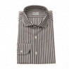 Camicia elegante in cotone marrone con colletto francese - 4XL