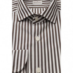 Camicia elegante in cotone marrone con colletto francese - 4XL