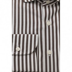 Camicia elegante in cotone marrone con colletto francese - 4XL