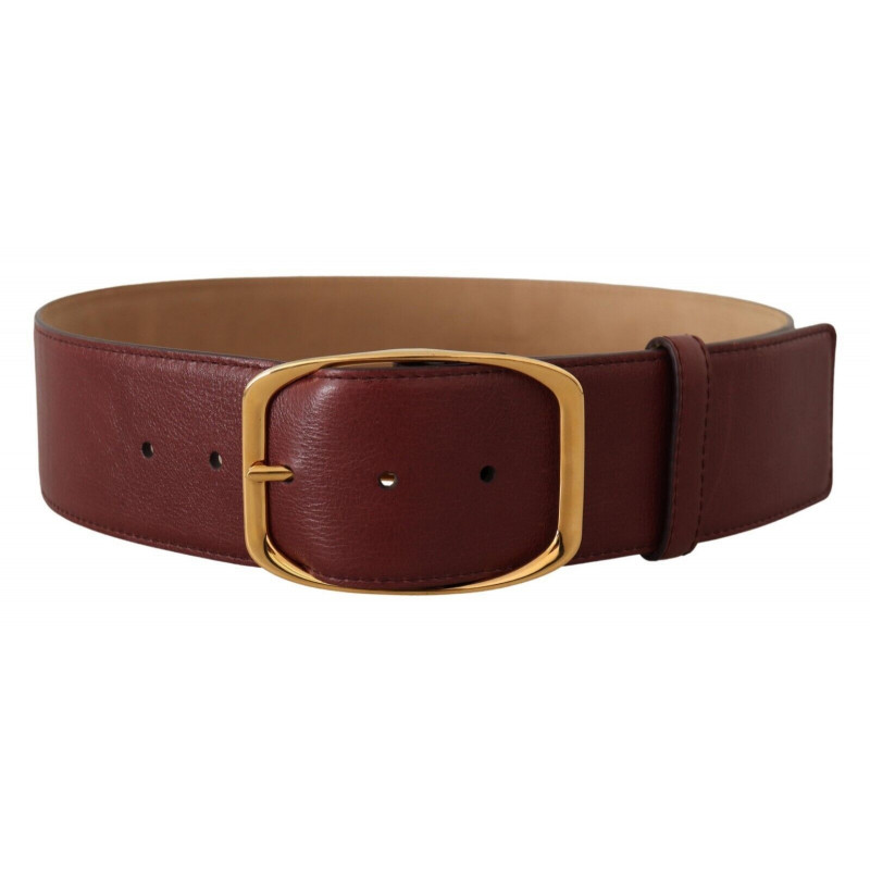 Cintura fibbia quadrata metallo dorato pelle marrone - 75 CM / 30 I