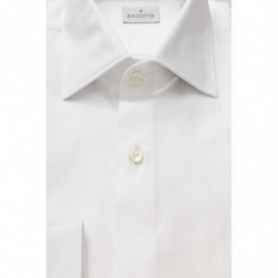 Camicia bianca elegante con colletto francese, vestibilità media - L