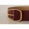 Cintura fibbia quadrata metallo dorato pelle marrone - 75 CM / 30 I
