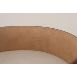 Cintura fibbia quadrata metallo dorato pelle marrone - 75 CM / 30 I