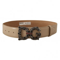 Cintura Amore pelle beige fibbia logo argento - 75 CM / 30 INCHES