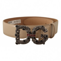 Cintura Amore pelle beige fibbia logo argento - 75 CM / 30 INCHES